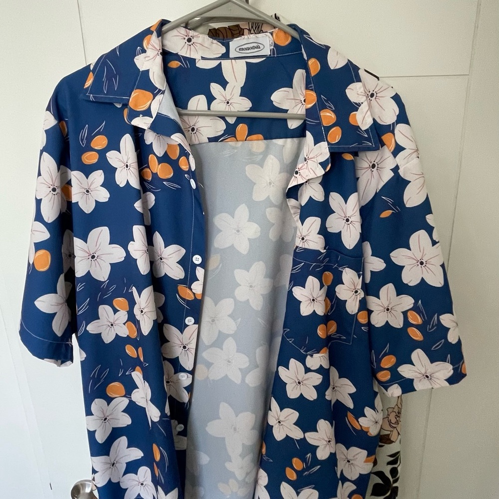 Chaps Navy and Orange Floral Men's Shirt